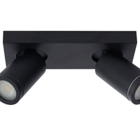 Lucide TAYLOR LED ceiling spotlight, 2x5W GU10 dim to warm 2200K-3000K, IP44 bathroom light Black
