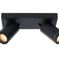 Lucide TAYLOR LED ceiling spotlight, 2x5W GU10 dim to warm 2200K-3000K, IP44 bathroom light Black