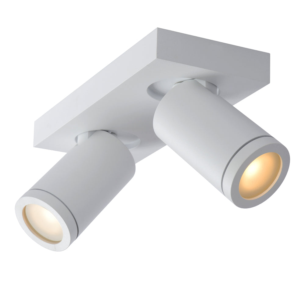 Lucide TAYLOR LED bathroom ceiling spotlight, 2x5W GU10, 2200K-3000K dim to warm, IP44 Sand White