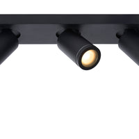 Lucide Taylor LED ceiling spot for bathroom, 3x5W GU10 dim to warm 2200K-3000K, IP44, Sand Black