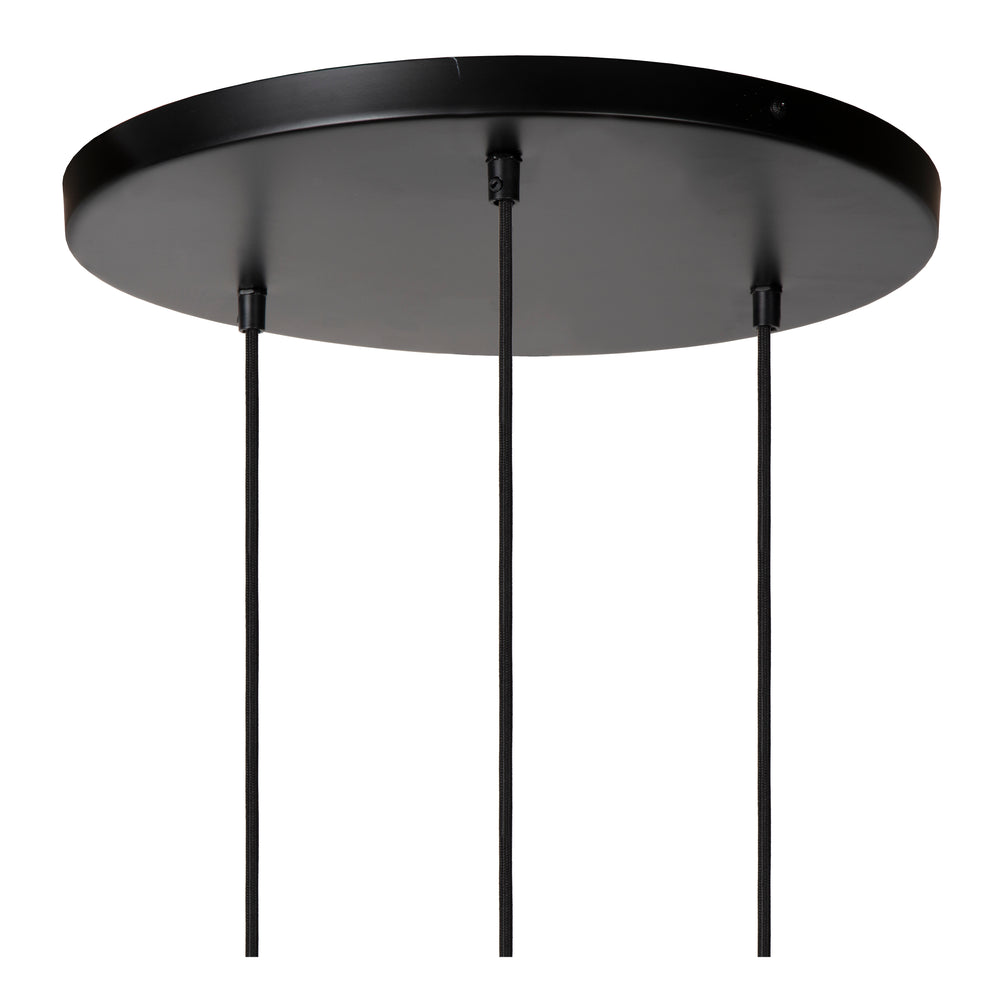 Lucide YUNKAI hanging lamp Ø60cm, 3xE27, natural paper shade, black ceiling plate, Scandinavian style, IP20