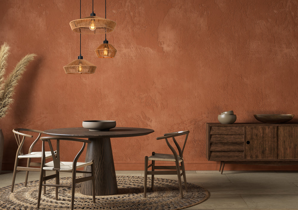 Lucide YUNKAI hanging lamp Ø60cm, 3xE27, natural paper shade, black ceiling plate, Scandinavian style, IP20