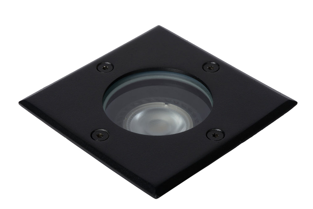 Lucide BILTIN LED ground spot, 1xGU10, IP67, 220-240V, Sand Matt Black, square outdoor recessed light