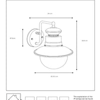 Lucide FIGO wall light indoor outdoor round 215mm E27 socket IP44 galvanized steel black finish