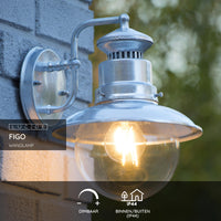 Lucide FIGO wall light indoor outdoor round 215mm E27 socket IP44 galvanized steel black finish