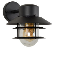 Applique murale Lucide ZICO Noir, Extérieur/Intérieur, 1xDouille E27, 60W max, IP44, Corps en acier inoxydable/aluminium