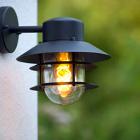 Applique murale Lucide ZICO Noir, Extérieur/Intérieur, 1xDouille E27, 60W max, IP44, Corps en acier inoxydable/aluminium