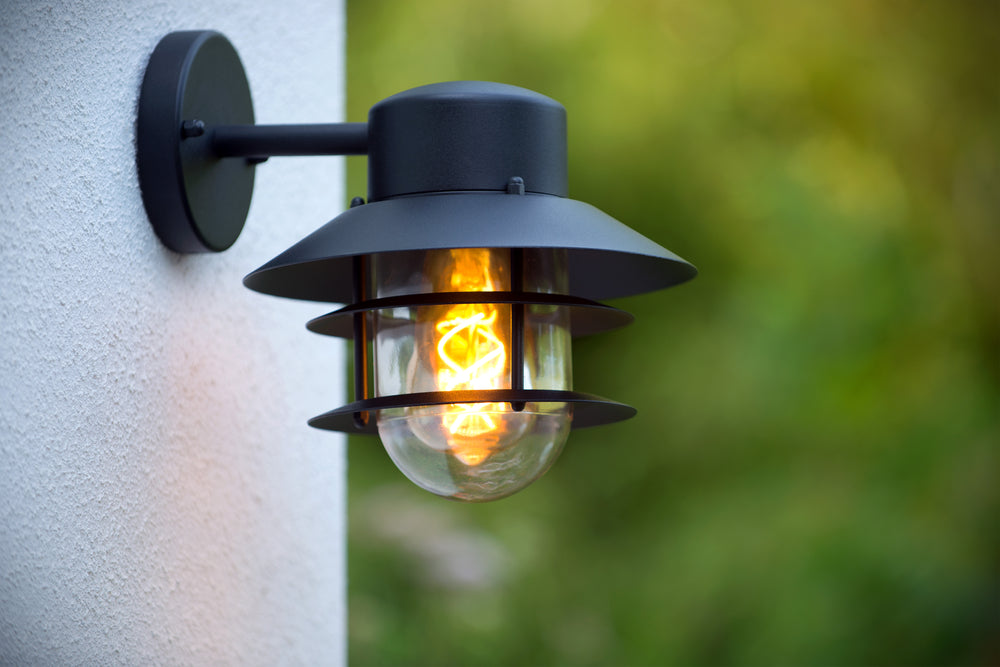 Applique murale Lucide ZICO Noir, Extérieur/Intérieur, 1xDouille E27, 60W max, IP44, Corps en acier inoxydable/aluminium