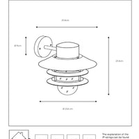 Applique murale Lucide ZICO Noir, Extérieur/Intérieur, 1xDouille E27, 60W max, IP44, Corps en acier inoxydable/aluminium