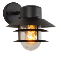Applique murale Lucide ZICO Noir, Extérieur/Intérieur, 1xDouille E27, 60W max, IP44, Corps en acier inoxydable/aluminium