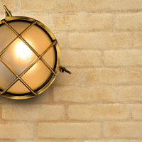 Lucide Dudley wall light indoor outdoor round 220mm E27 40W IP65 matte gold brass retro style