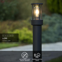 Lucide LORI outdoor LED socket lamp with E27, IP44, day night sensor, 220-240V, 800mm Anthracite