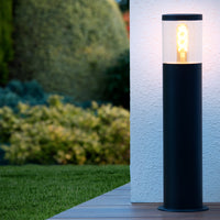 Lucide Fedor borne d’éclairage extérieur, douille E27, IP44, acier inoxydable noir, hauteur 490mm