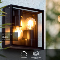 Lucide DUKAN Plafonnier LED Noir, 2xE27, IP65, aluminium moulé sous pression, 220x220mm intérieur extérieur