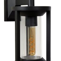 Applique murale d'extérieur noire Lucide CADIX, douille E27, boîtier en aluminium moulé sous pression IP65, design moderne 220-240V