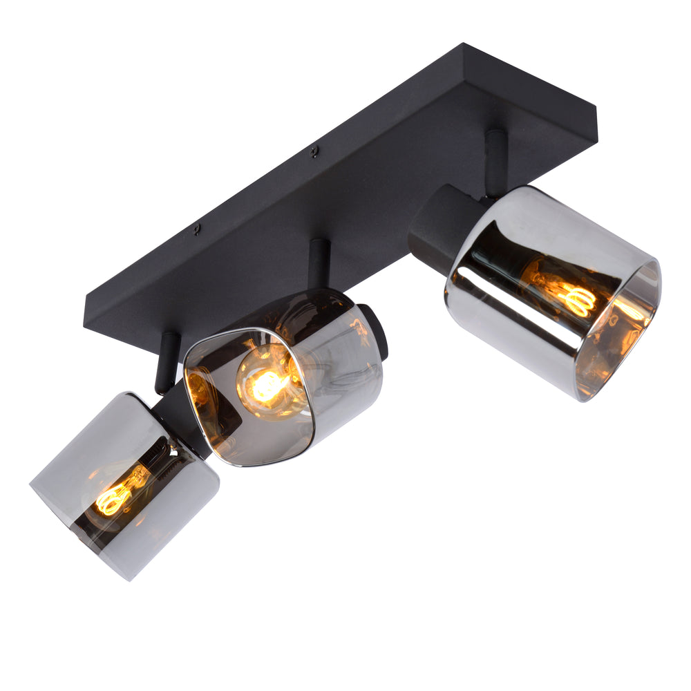 Lucide ALION ceiling spotlight 3xE14 Black, adjustable retro metal indoor light, IP20, dimmable 230V