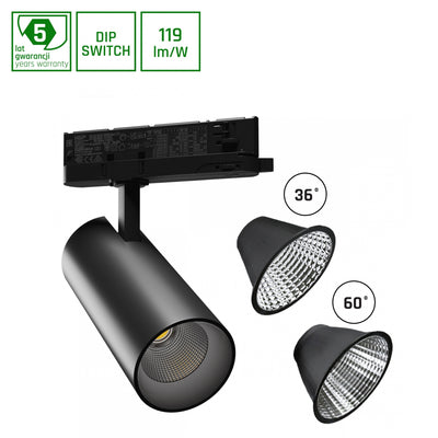 Spectrum LED Track Light Black 3-Phase 25W 4000K 2650 lumens 36° Beam IP20 Aluminum Housing