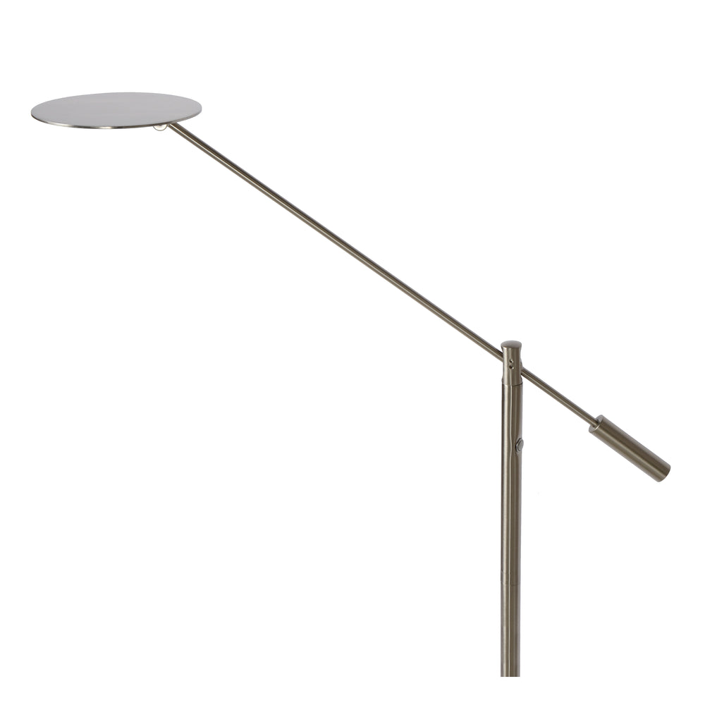 Lampe de lecture sur pied LED Lucide ANSELMO, gradable 9W 3000K, 100-240V, IP20, métal, finition nickel satiné