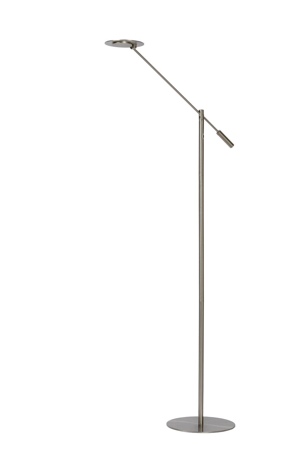 Lampe de lecture sur pied LED Lucide ANSELMO, gradable 9W 3000K, 100-240V, IP20, métal, finition nickel satiné