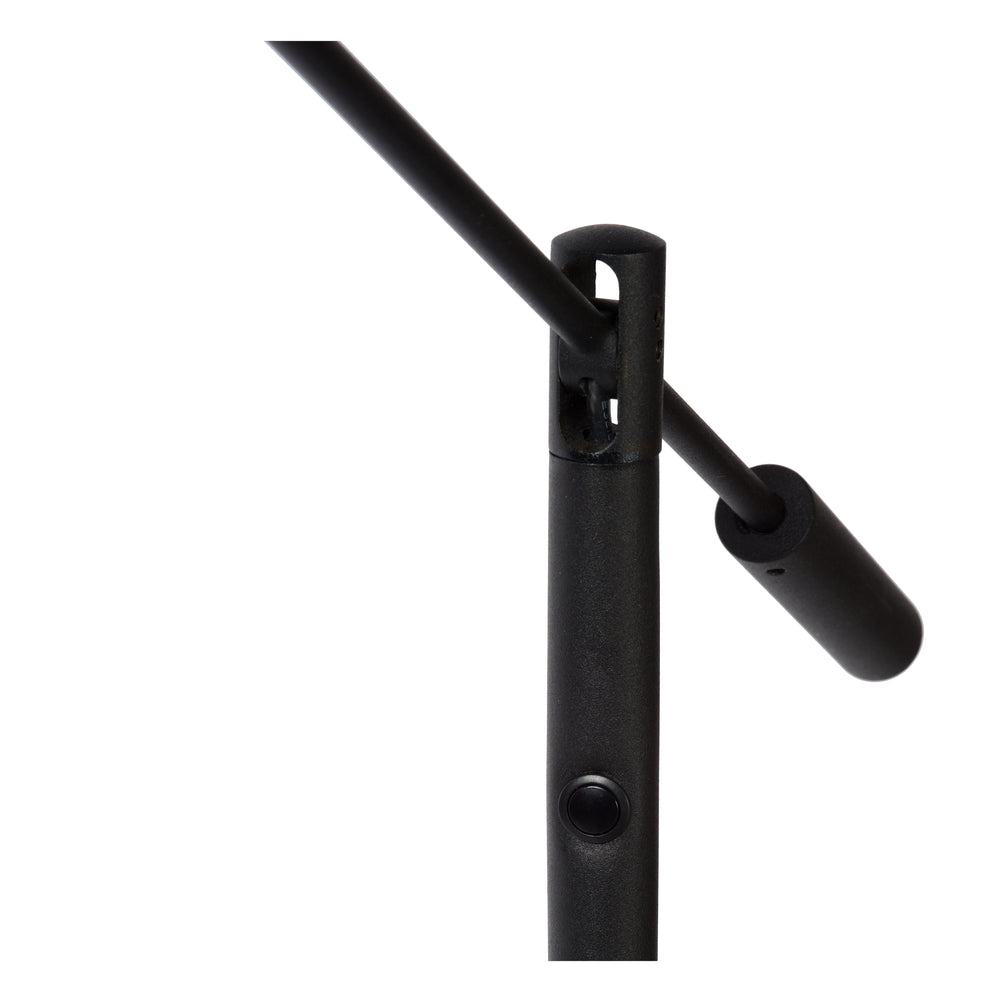 Lucide ANSELMO LED reading floor lamp, 9W 3000K dimmable, 1400mm height, Sandy Matt Black, Metal, IP20