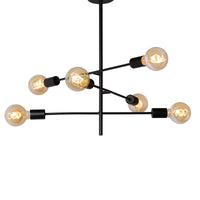 Lucide LESTER ceiling light, 6xE27 sockets, 220-240V, dimmable, modern metal design in Matt Black, IP20