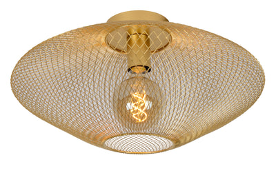 Plafonnier Lucide MESH, 1xE27, 40W max, IP20, métal Sandy Gold, 450x450x240mm design moderne