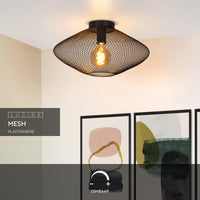Plafonnier Lucide MESH Ø45cm, douille E27, 220-240V, 40W max, métal noir mat, design moderne IP20