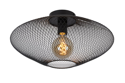 Lucide MESH ceiling light Ø45cm, E27 socket, 220-240V, 40W max, metal matt black, IP20 modern design