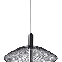 Lucide MESH modern hanging lamp, metal oval shade, E27 socket, 40W max, matt black, height adjustable