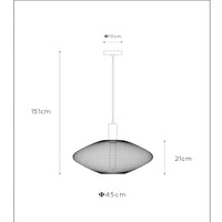 Lucide MESH modern hanging lamp, metal oval shade, E27 socket, 40W max, matt black, height adjustable