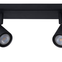 Lucide LENNERT spot LED de plafond de salle de bain, 2x5W GU10 dimmable, 3000K, IP44, Noir Sable Mat