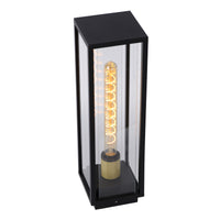 Lucide Laurens lampe de socle extérieure, culot E27, étanche IP54, boîtier en métal noir avec diffuseur en verre