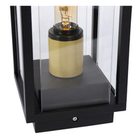 Lucide Laurens lampe de socle extérieure, culot E27, étanche IP54, boîtier en métal noir avec diffuseur en verre