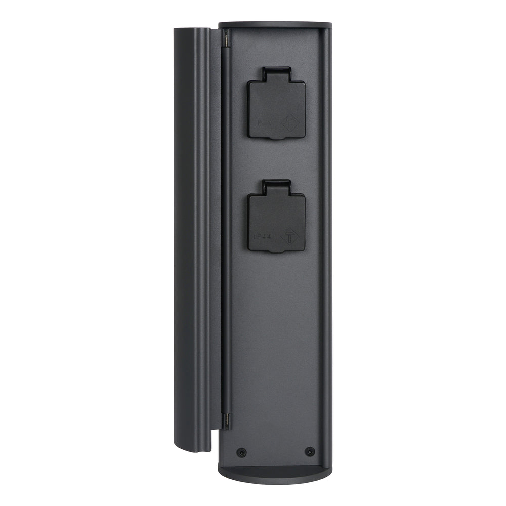 Lucide borne de prise de courant extérieure IP44, prises avec terre Type F, finition aluminium anthracite, hauteur 40cm