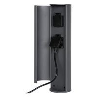 Lucide borne de prise de courant extérieure IP44, prises avec terre Type F, finition aluminium anthracite, hauteur 40cm