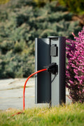 Lucide borne de prise de courant extérieure IP44, prises avec terre Type F, finition aluminium anthracite, hauteur 40cm