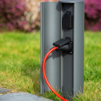 Lucide borne de prise de courant extérieure IP44, prises avec terre Type F, finition aluminium anthracite, hauteur 40cm