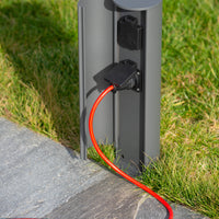 Lucide borne de prise de courant extérieure IP44, prises avec terre Type F, finition aluminium anthracite, hauteur 40cm