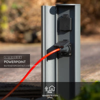 Lucide borne de prise de courant extérieure IP44, prises avec terre Type F, finition aluminium anthracite, hauteur 40cm