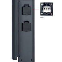 Lucide borne de prise de courant extérieure IP44, prises avec terre Type F, finition aluminium anthracite, hauteur 40cm