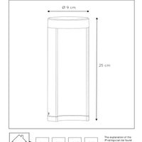 Lucide COMBO lampe de jardin LED sur pied, 9W 3000K, IP54 Aluminium noir, borne extérieure moderne 250mm