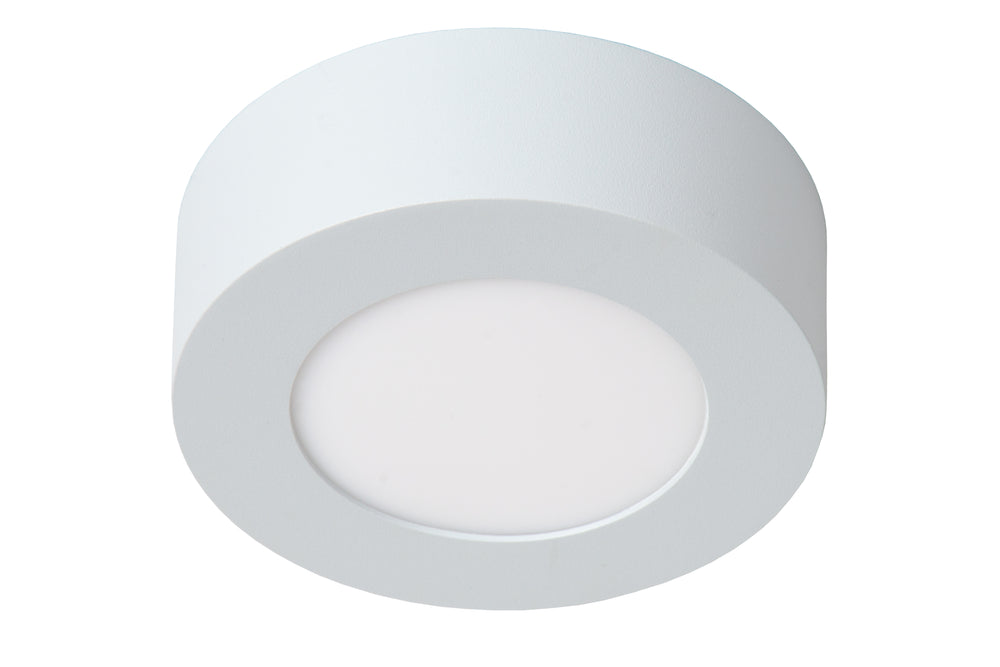 Lucide BRICE LED bathroom ceiling light, round 8W 3000K dimmable, IP44 White Ø117mm