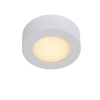 Lucide BRICE LED bathroom ceiling light, round 8W 3000K dimmable, IP44 White Ø117mm