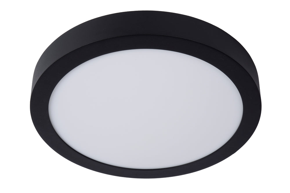Lucide BRICE Plafonnier LED, 30W 3000K dimmable, IP44 rond 30cm, Noir Mat, éclairage moderne de salle de bain