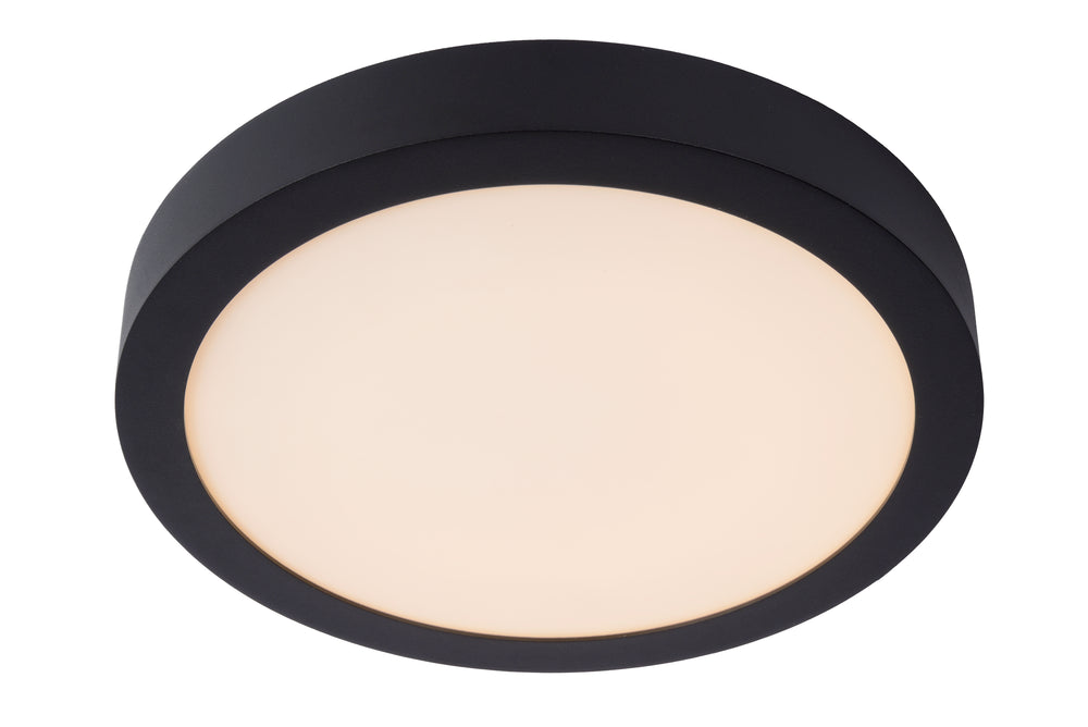Lucide BRICE Plafonnier LED, 30W 3000K dimmable, IP44 rond 30cm, Noir Mat, éclairage moderne de salle de bain