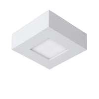 Lucide BRICE plafonnier de salle de bain LED, dimmable 8W 3000K, IP44, carré aluminium blanc 220-240V