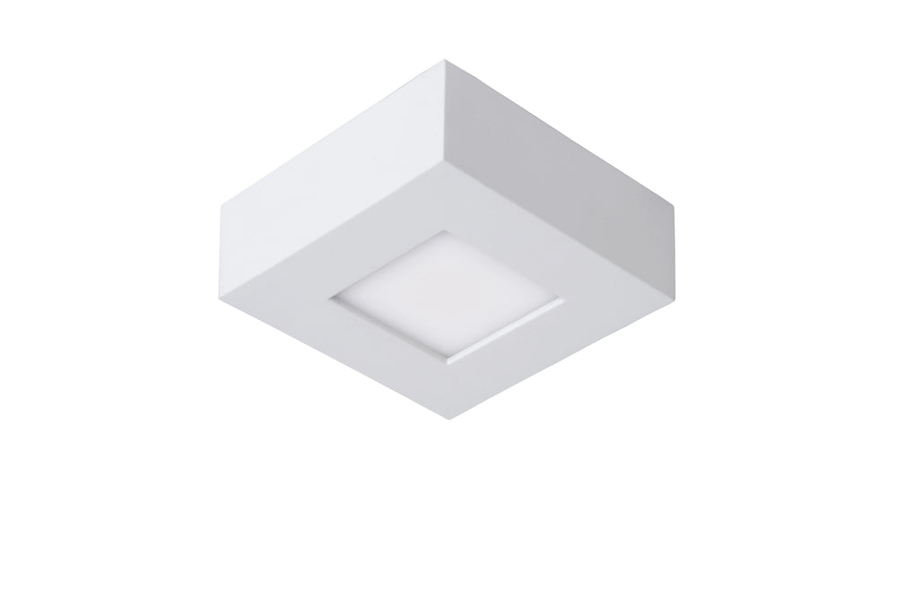 Lucide BRICE plafonnier de salle de bain LED, dimmable 8W 3000K, IP44, carré aluminium blanc 220-240V
