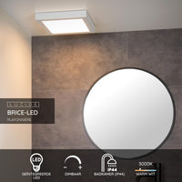 Lucide BRICE plafonnier LED de salle de bain, dimmable 30W 3000K, IP44, Blanc, design carré moderne