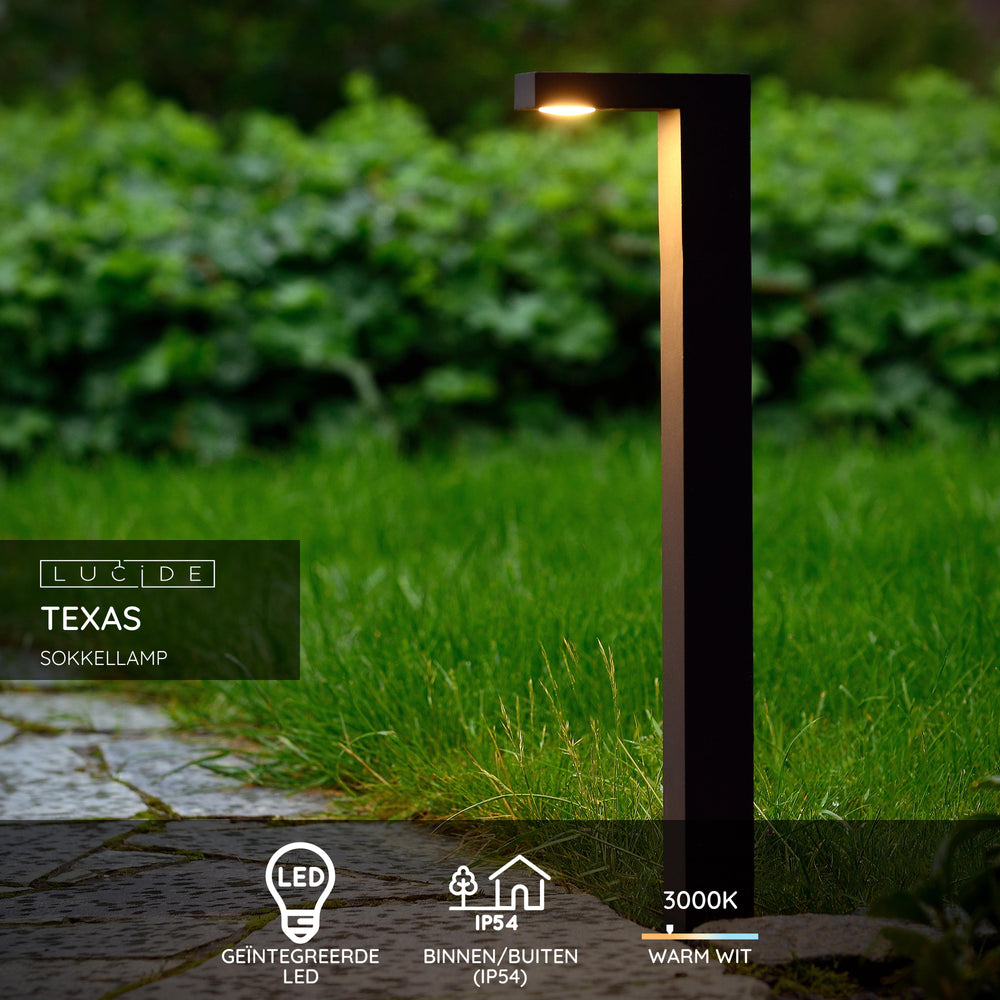 Lucide TEXAS borne lumineuse LED 7W 3000K IP54 Anthracite extérieur aluminium 220-240V 600mm éclairage de jardin moderne
