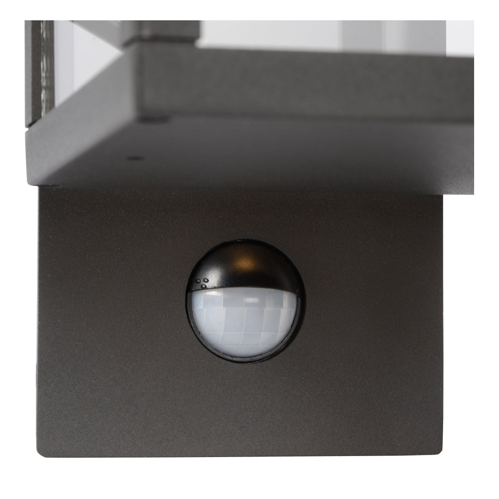 Applique murale LED Lucide CLAIRETTE 13W 3000K IP54 avec détecteur de mouvement PIR et boîtier anthracite
